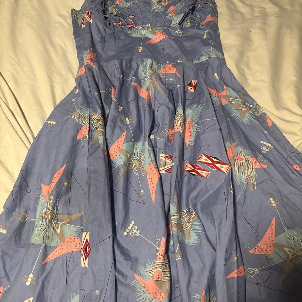 Trashy Diva Blue Dress with Pink and Aqua Print